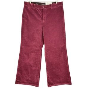 Liz Claiborne Women Wide-Leg High-Rise Stretch Burgundy Velvet Pants Sz 18 NWT